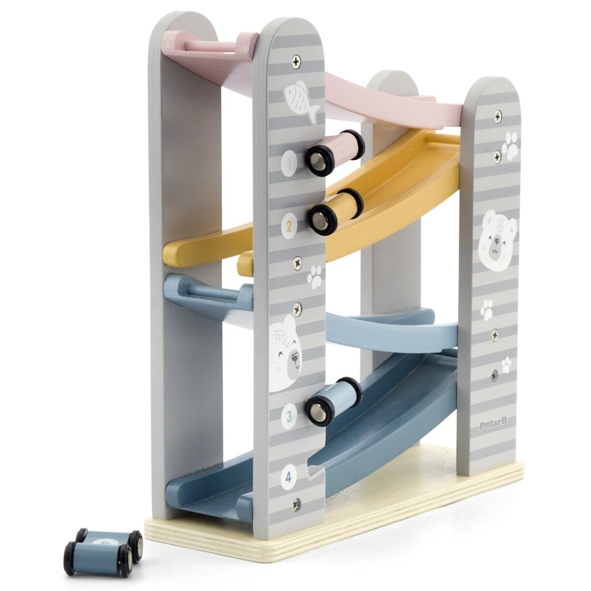 Medinė automobiliukų nusileidimo trasa su keturiomis mašinėlėmis – Paveikslėlis 9