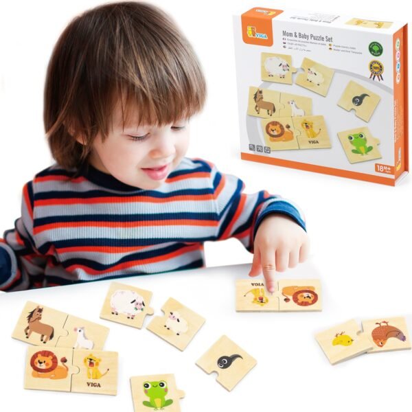 Medinė dėlionė gyvūnų šeimos