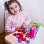 Medinė dėlionė skaičiams ir spalvoms