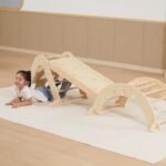 Medinė dvipusė čiuožykla su laipiojimo sienele – Paveikslėlis 5