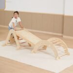 Medinė dvipusė čiuožykla su laipiojimo sienele – Paveikslėlis 6