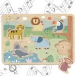Medinė gyvūnėlių dėlionė su interaktyviais garsais – Paveikslėlis 2
