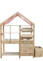 Medinė lauko virtuvėlė su stogeliu ir priedais – Paveikslėlis 3