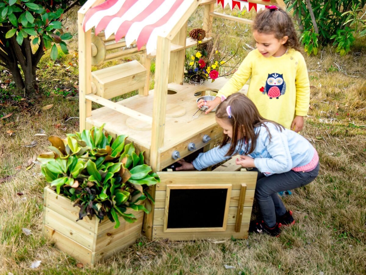 Medinė lauko virtuvėlė su stogeliu ir priedais – Paveikslėlis 7