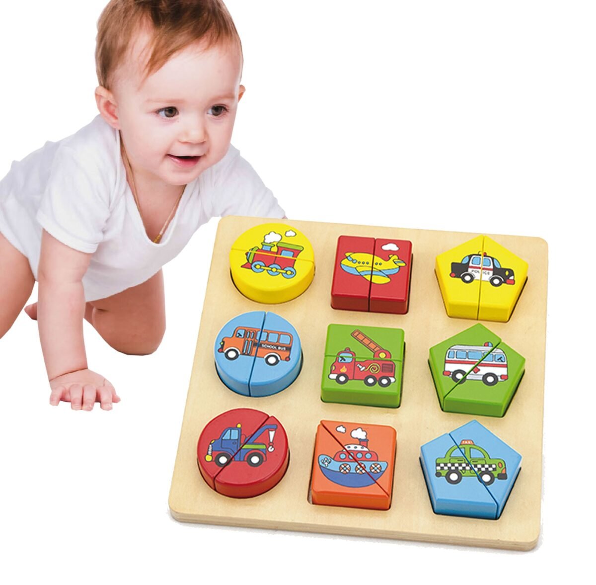 Medinė lavinamoji dėlionė su dviejų dalių transporto priemonėmis – Paveikslėlis 2