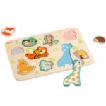 Medinė lavinamoji dėlionė su safario gyvūnėliais