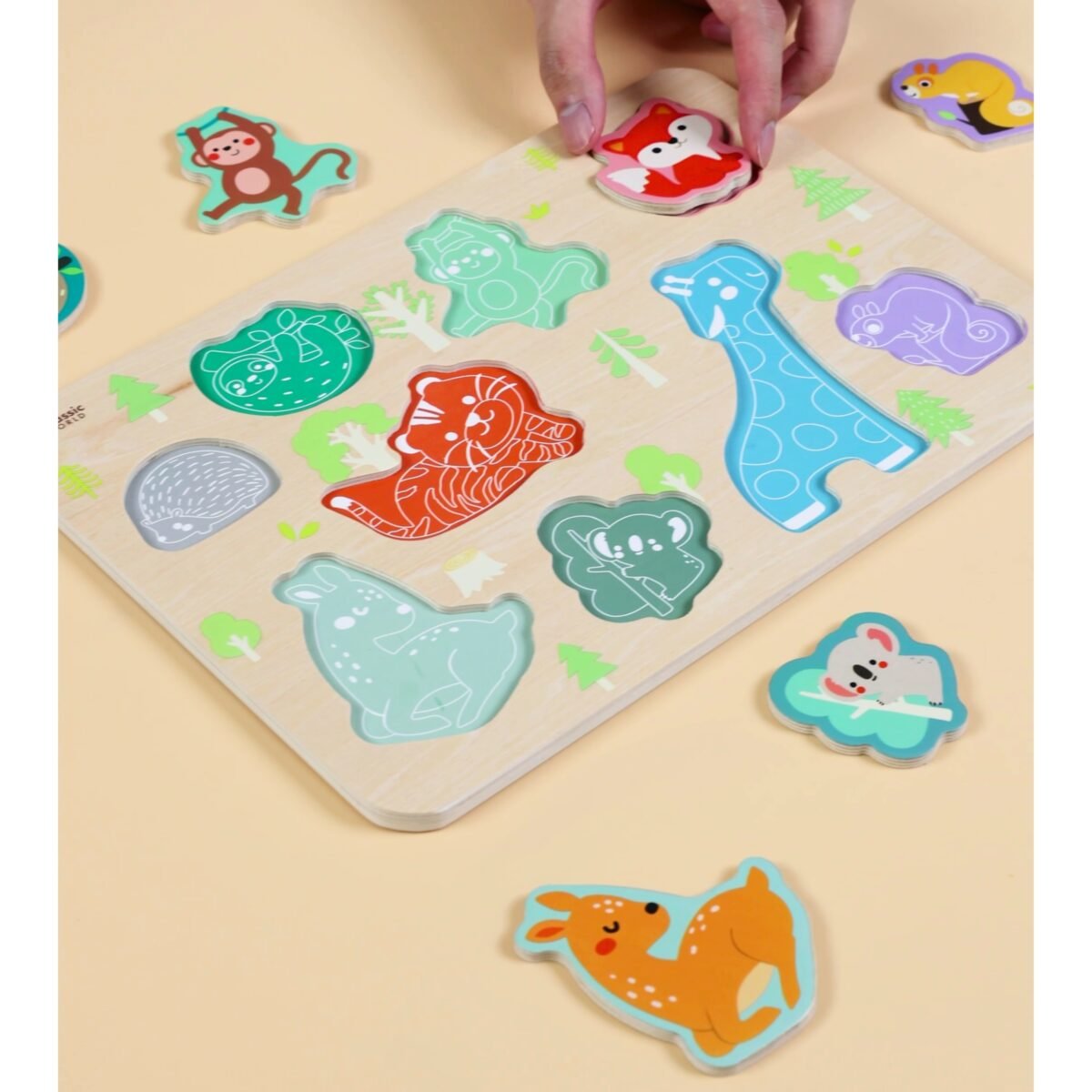 Medinė lavinamoji dėlionė su safario gyvūnėliais – Paveikslėlis 3