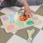 Medinė lavinamoji dėlionė su safario gyvūnėliais – Paveikslėlis 5