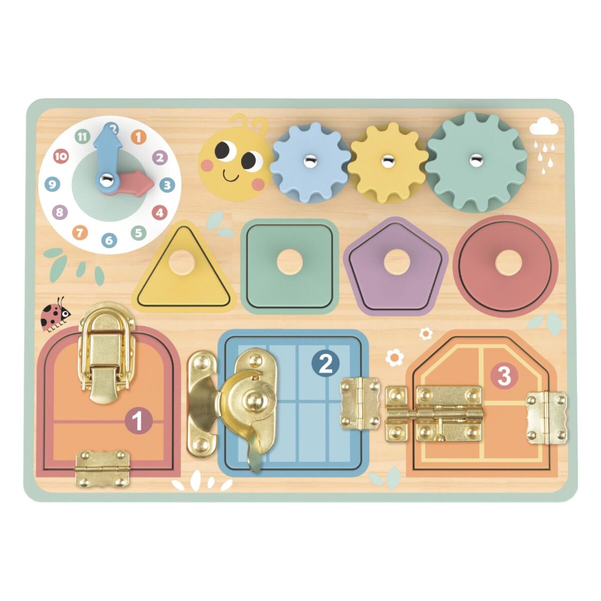 Medinė lavinamoji lenta su užraktais, dantračiais, rūšiuokle ir laikrodžiu – Paveikslėlis 7