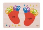 Medinė lavinamoji pėdų dėlionė skaičiams ir spalvoms
