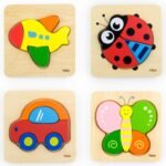 Medinė mini dėlionė mažyliams su automobiliu – Paveikslėlis 3