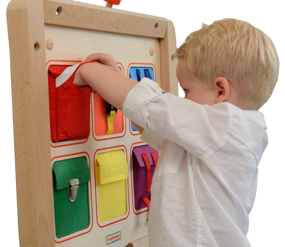 Medinė sieninė lavinamoji lenta su 6 kišenėlėmis ir užsegimais – Paveikslėlis 4