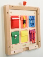 Medinė sieninė lavinamoji lenta su 6 kišenėlėmis ir užsegimais – Paveikslėlis 5