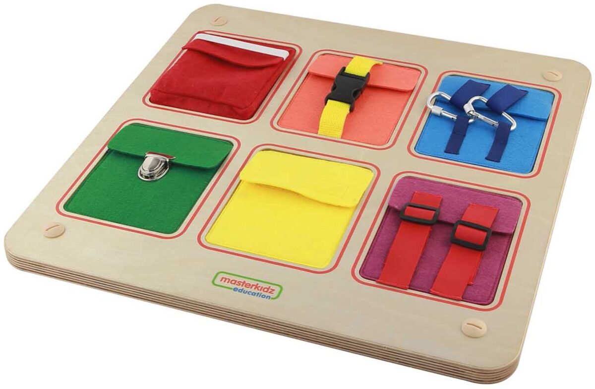 Medinė sieninė lavinamoji lenta su 6 kišenėlėmis ir užsegimais – Paveikslėlis 6