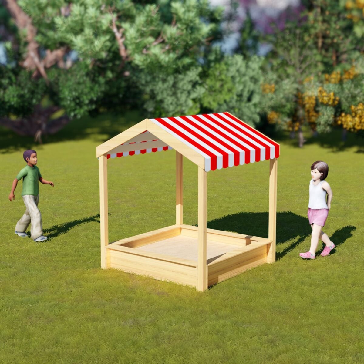 Medinė smėlio dėžė su stogeliu – Paveikslėlis 2