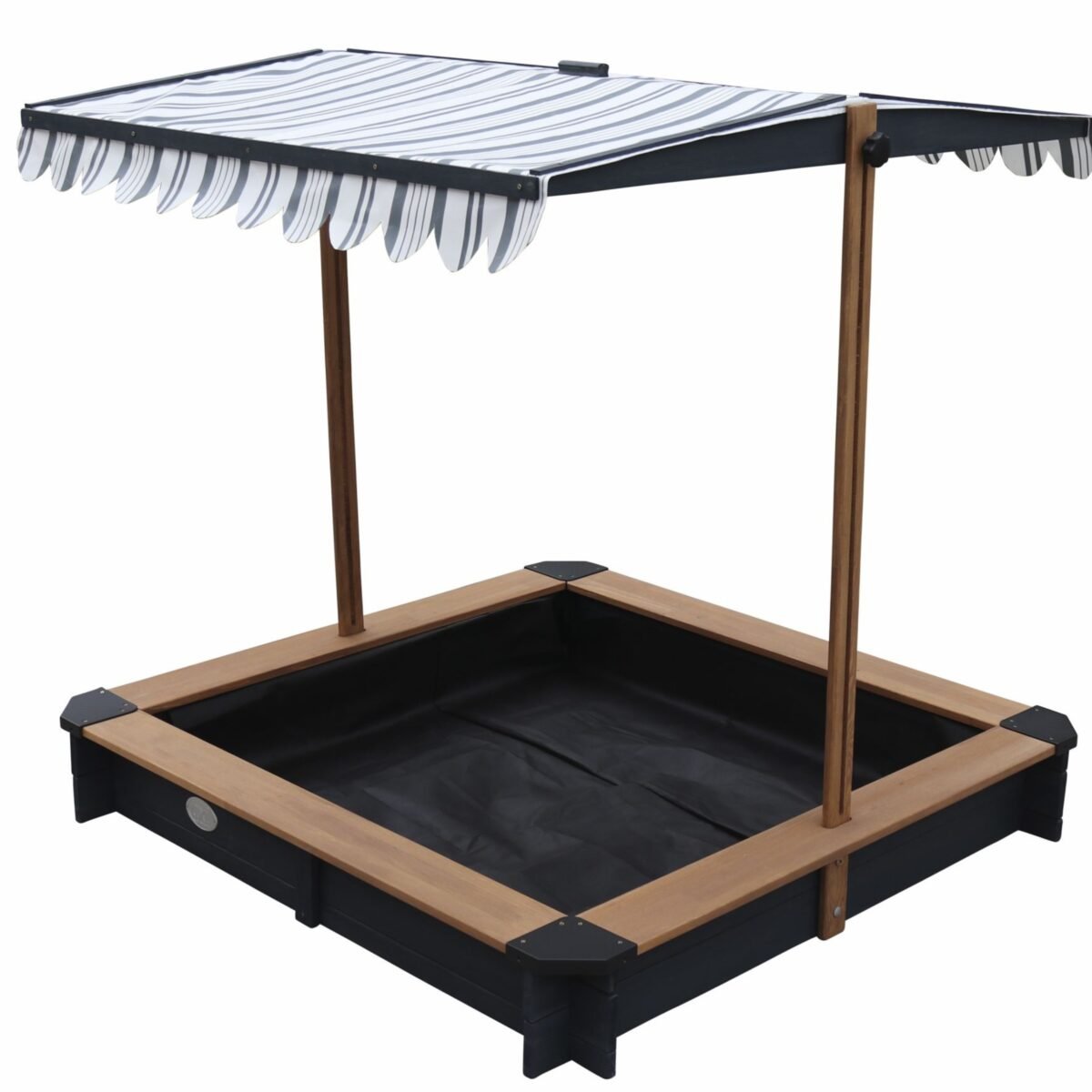 Medinė smėlio dėžė su stogeliu-dangčiu ir suoliukais – Paveikslėlis 2