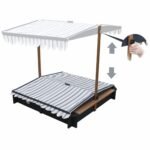 Medinė smėlio dėžė su stogeliu-dangčiu ir suoliukais – Paveikslėlis 3