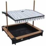 Medinė smėlio dėžė su stogeliu-dangčiu ir suoliukais – Paveikslėlis 4