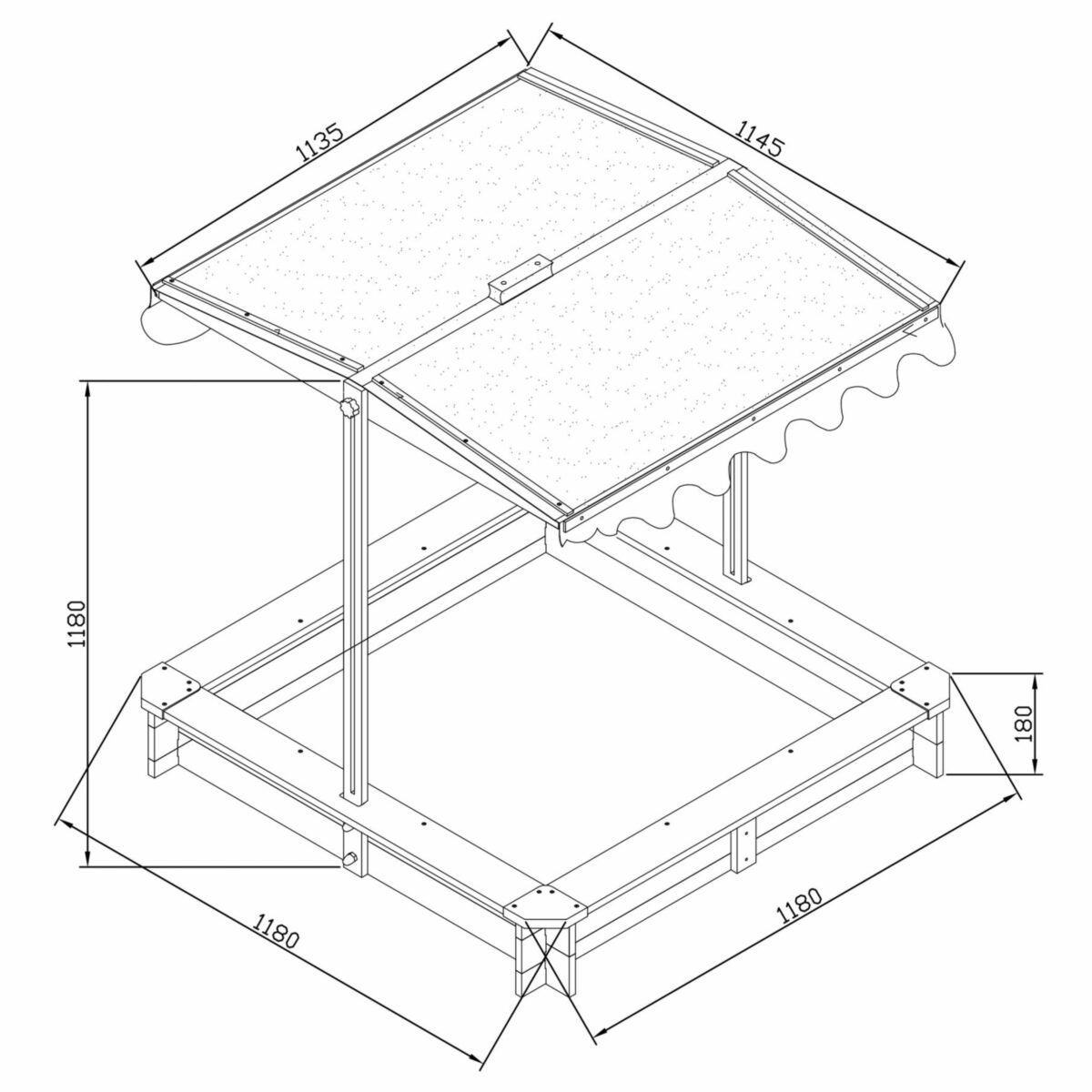 Medinė smėlio dėžė su stogeliu-dangčiu ir suoliukais – Paveikslėlis 10