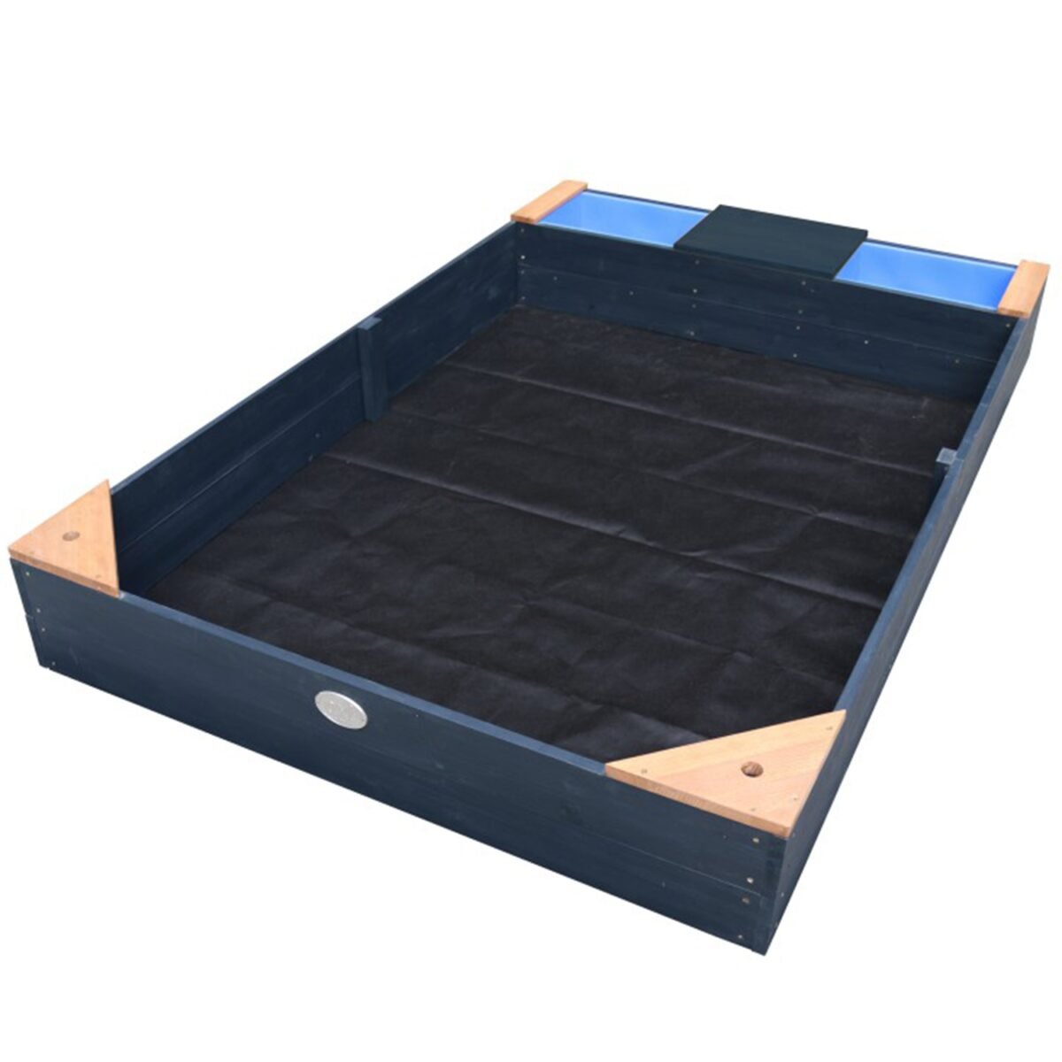 Medinė smėlio dėžė su talpyklomis, suoliuku-daiktadėže ir dangčiu – Paveikslėlis 4