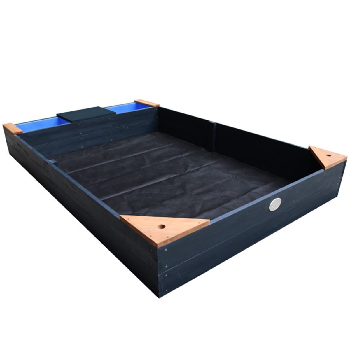 Medinė smėlio dėžė su talpyklomis, suoliuku-daiktadėže ir dangčiu – Paveikslėlis 8