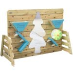 Medinė smėlio žaidimų sienelė su suoliuku