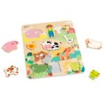 Medinė ūkio gyvūnų formų dėlionė 12 detalių