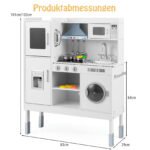 Medinė vaikiška virtuvėlė su reguliuojamu aukščiu ir 16 priedų (Balta)