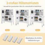 Medinė vaikiška virtuvėlė su reguliuojamu aukščiu ir 16 priedų (Balta) – Paveikslėlis 3