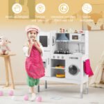 Medinė vaikiška virtuvėlė su reguliuojamu aukščiu ir 16 priedų (Balta) – Paveikslėlis 5