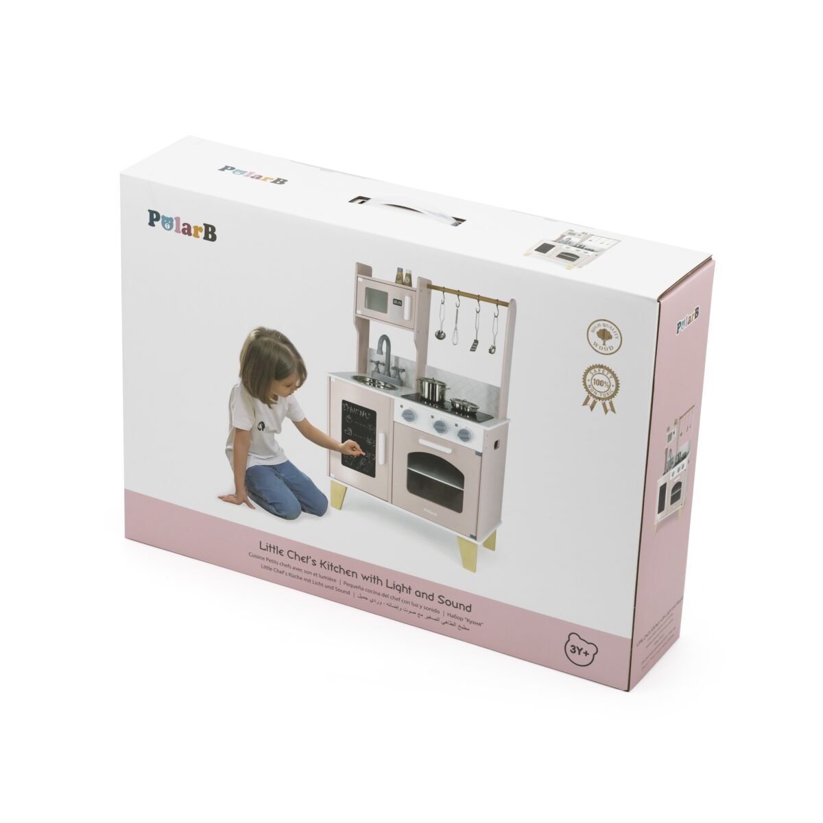 Medinė virtuvėlė su šviesa, garsu ir priedais – Paveikslėlis 8