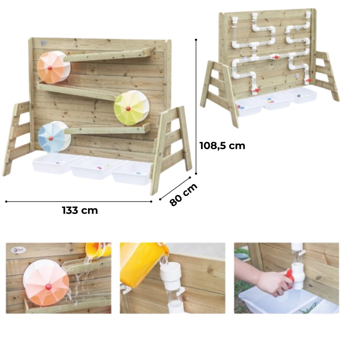 Medinė žaidimų sienelė vandeniui ir smėliui – Paveikslėlis 11