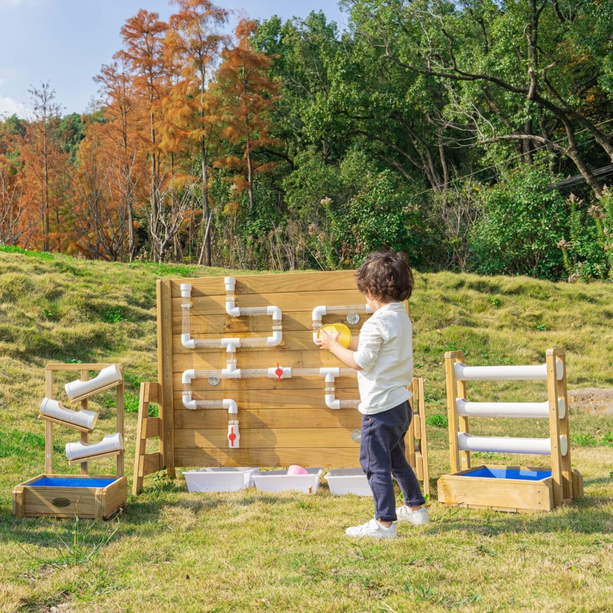 Medinė žaidimų sienelė vandeniui ir smėliui – Paveikslėlis 4