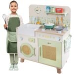 Medinė žaidimų virtuvėlė XXL su skalbimo mašina ir priedais