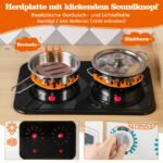 Medinė žaidimų virtuvėlė su ledukų aparatu ir virykle (Natūrali) – Paveikslėlis 4