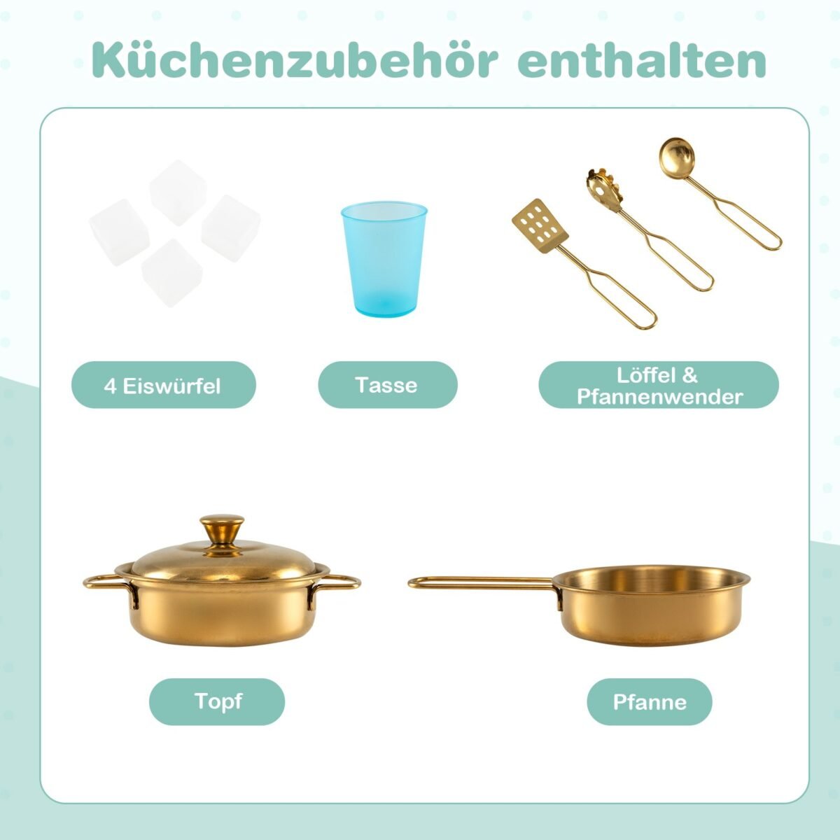 Medinė žaidimų virtuvėlė su lenta ir garsais (Žalia)