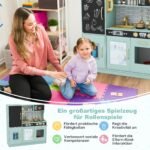 Medinė žaidimų virtuvėlė su lenta ir garsais (Žalia) – Paveikslėlis 3