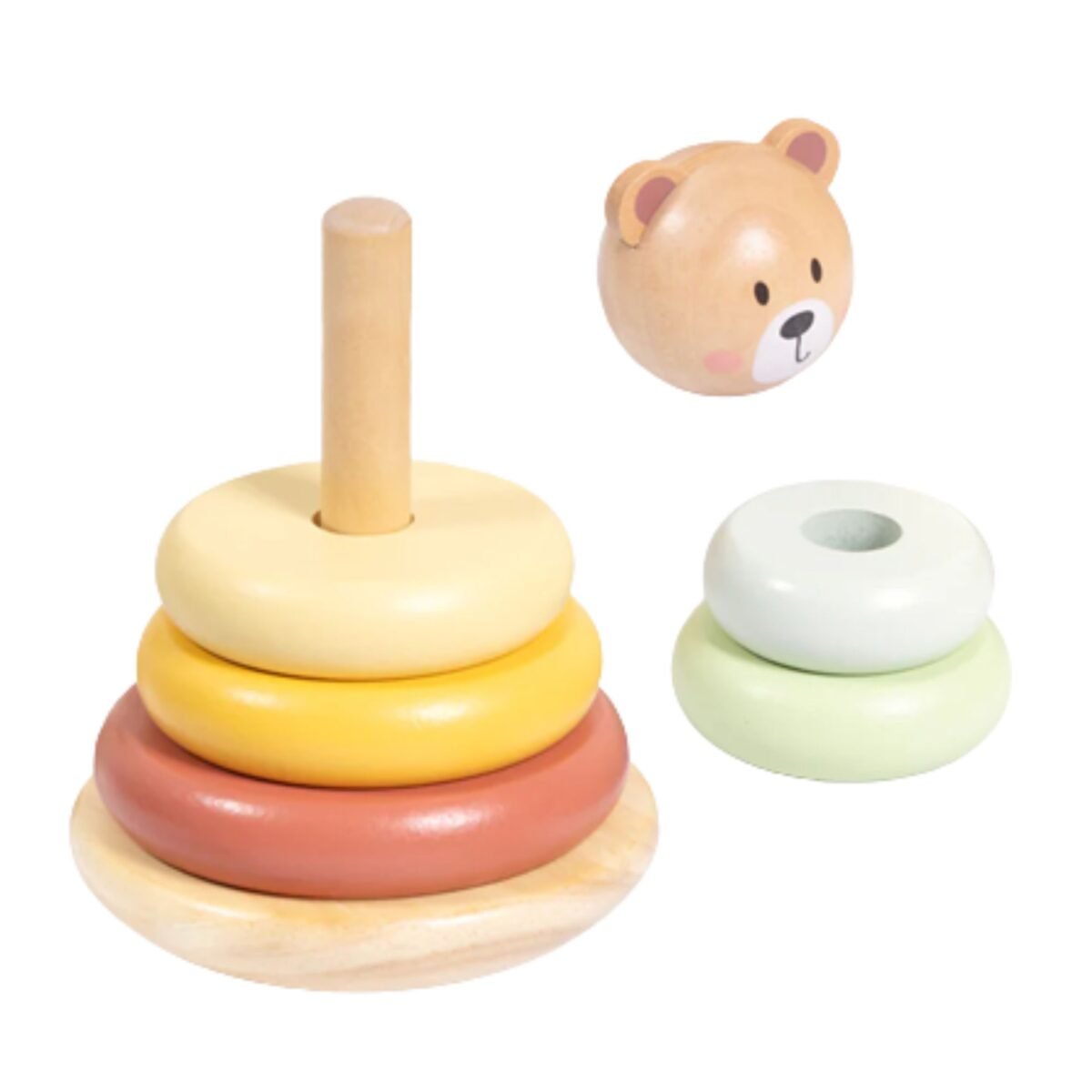 Medinė žiedų piramidė su meškučio galva – Paveikslėlis 4