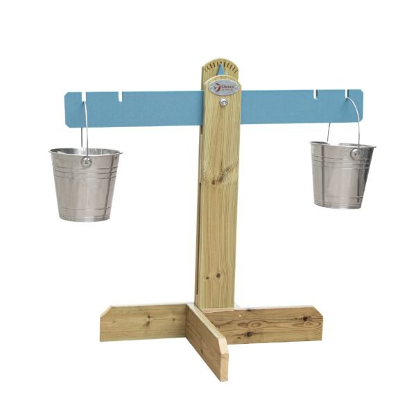 Medinės balansinės svarstyklės smėlio dėžei