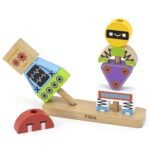 Medinės robotų konstravimo kaladėlės su pavyzdžiais