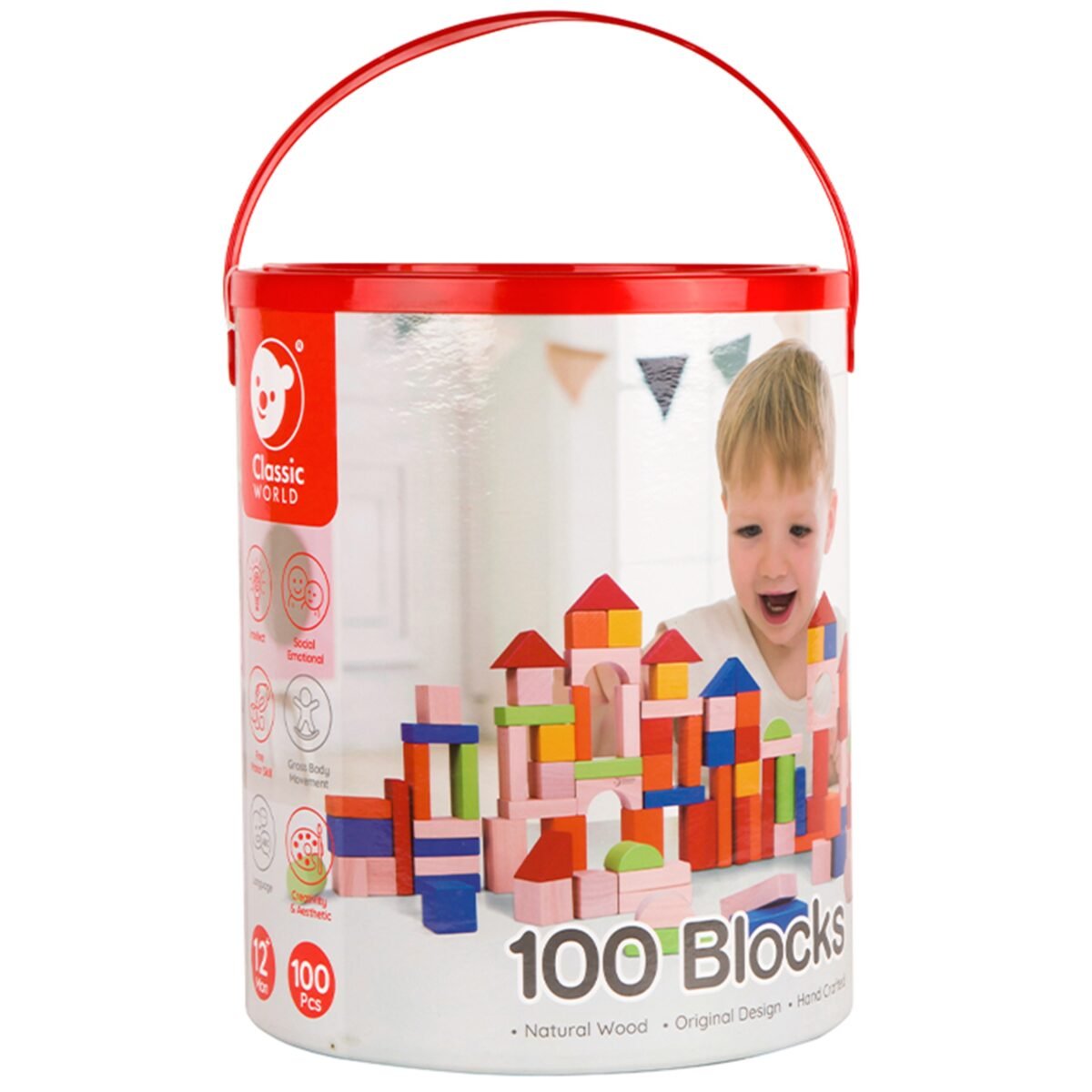 Medinės statybinės kaladėlės, 100 spalvotų dalių – Paveikslėlis 18