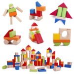 Medinės statybinės kaladėlės, 100 spalvotų dalių – Paveikslėlis 4