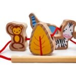 Medinės zoologijos sodo suvėrimo kaladėlės, 12 dalių