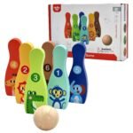 Mediniai gyvūnėlių kėgliai vaikams su kamuoliu – Paveikslėlis 11