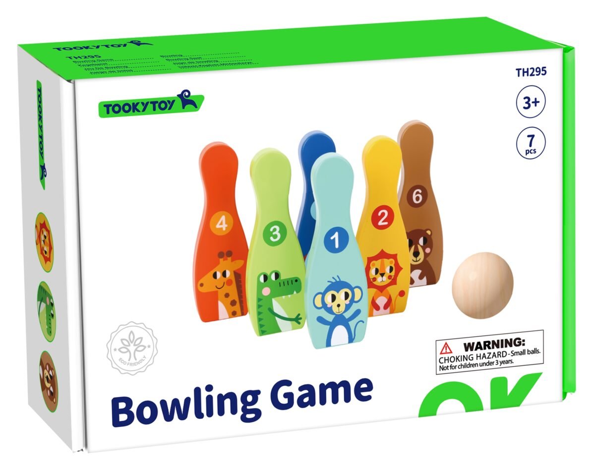 Mediniai gyvūnėlių kėgliai vaikams su kamuoliu – Paveikslėlis 12