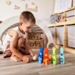 Mediniai gyvūnėlių kėgliai vaikams su kamuoliu – Paveikslėlis 4