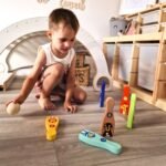 Mediniai gyvūnėlių kėgliai vaikams su kamuoliu – Paveikslėlis 6