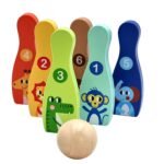 Mediniai gyvūnėlių kėgliai vaikams su kamuoliu – Paveikslėlis 7