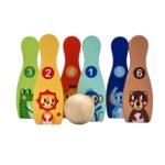 Mediniai gyvūnėlių kėgliai vaikams su kamuoliu – Paveikslėlis 9