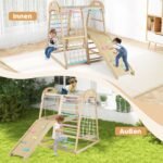 Medinis Montessori laipiojimo ir žaidimų kompleksas vaikams (Daugiaspalvis)